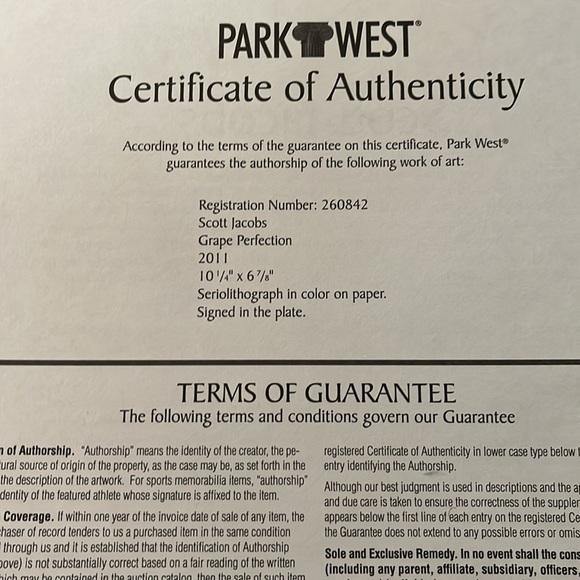 Seriolithograph “GRAPE PERFECTION” by SCOTT JACOBS - Picture 5 of 9